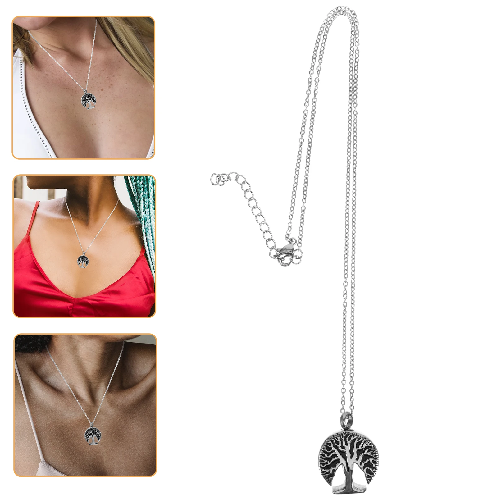 

Titanium Steel Urn Necklace for Ashes Memorial Jewelry Men Women Cremation Keepsake Pendant Necklace Storage Safe Practical
