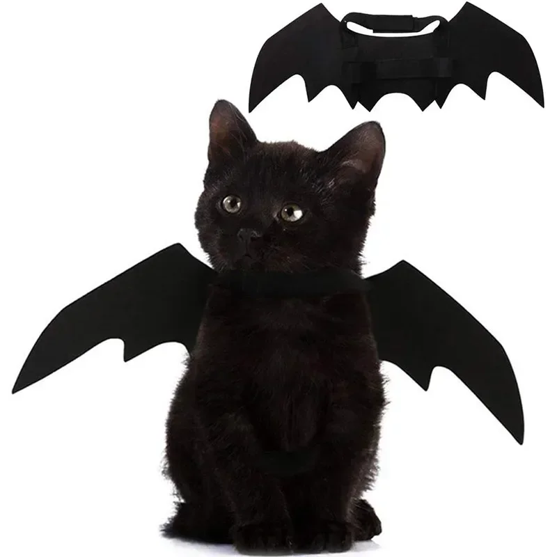 Cute Pet Cat Bat Wings for Halloween Party Decoration Cosplay Collar Accessory for Small Dogs Puppies Funny Costume Dress Up