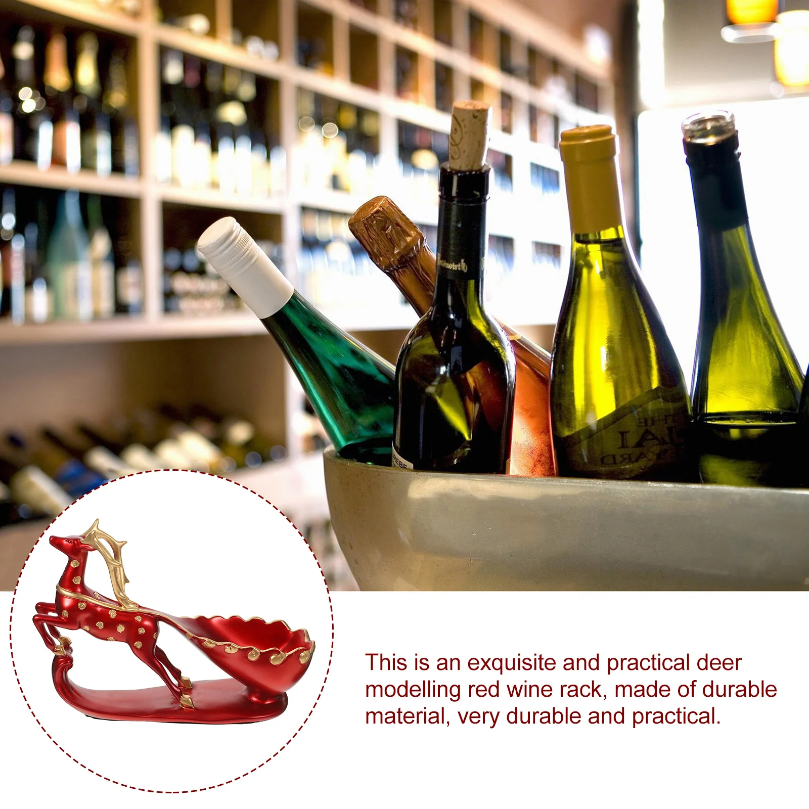 

1Pcs Deer Shape Resin Wine Rack Red Wine Holder Home Display Rack for Restaurant Decor Resin Deer Desk Office Decor