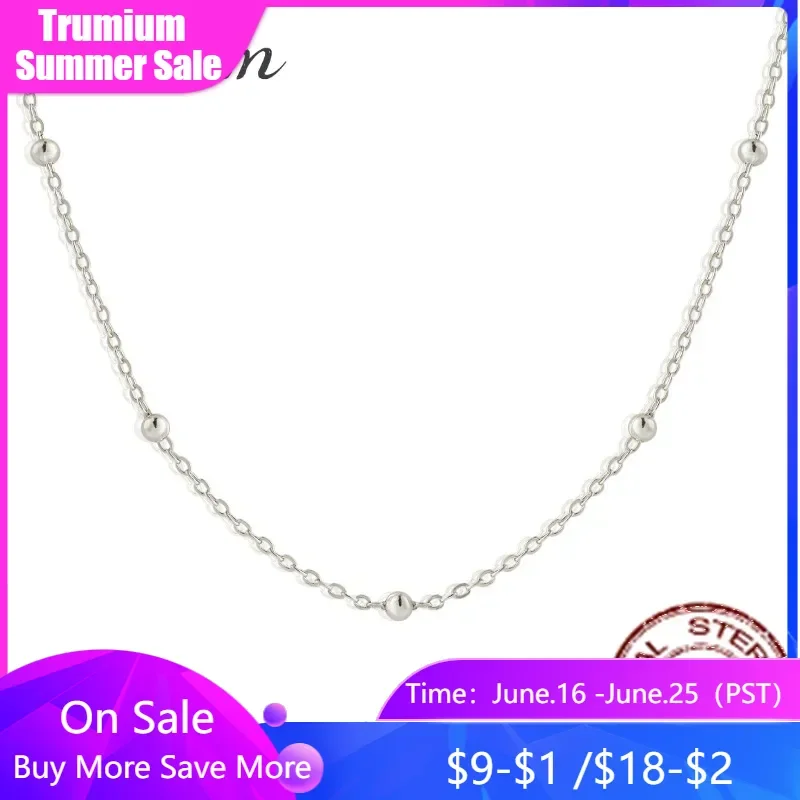 

Trumium Simple Basic Chain 100% 925 Sterling Silver Adjustable Stackable Necklace Beads Chain Fashion Jewelry for Women