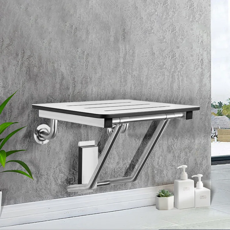 Stainless steel elderly bath folding bathroom stool nursing home bath room wall hanging foldable bathroom stool customization