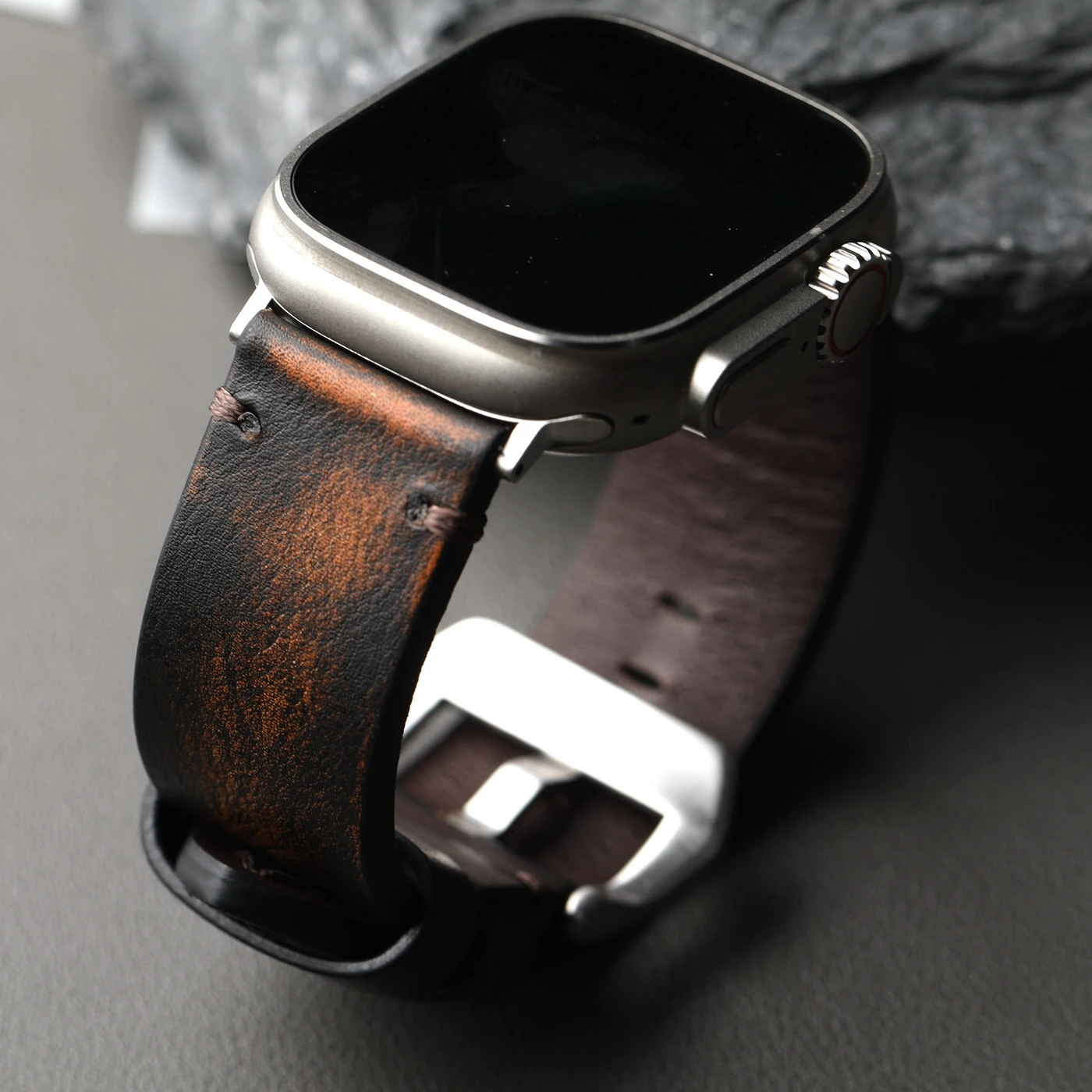 Hand painted genuine leather strap 20 22 24MM Italian top cowhide, brown distressed, suitable for antique mechanical watches