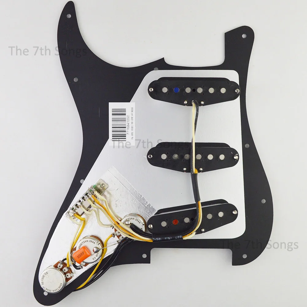 Texas Blues Bridge 7.6K AlnicoV SSS Pickup ST Guitar Loaded Pickguard Guitar Wiring Prewired Single Coil Pickups