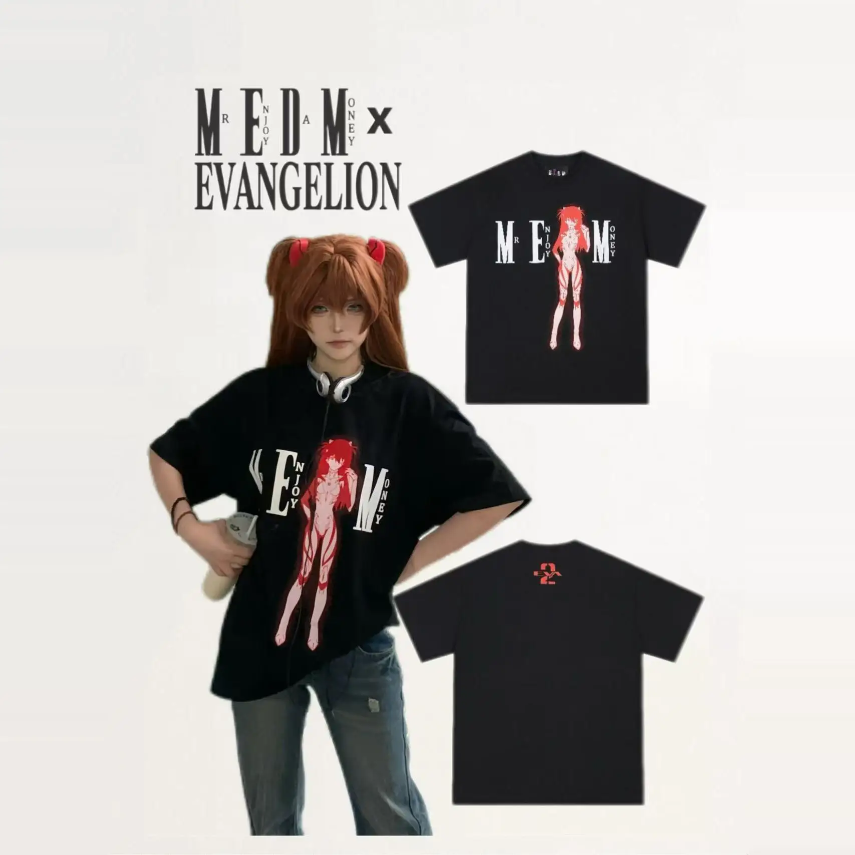 

Свободная летняя футболка из хлопка с креативным мультяшным принтом, парные топы для влюбленных