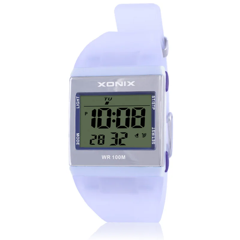

XONIX тонкие женские часы многофункциональные темпераментные водонепроницаемые 100 м для девочек-студентов спортивные модные простые электронные часы EZ
