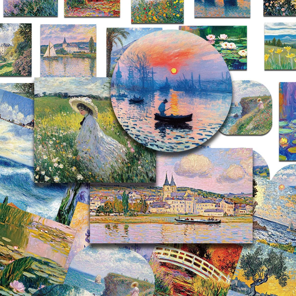50pcs Oil Painting Stickers Decals For Laptop Notebook Luggage Wall Refrigerator DIY Graffiti Waterproof Stickers Creative Gifts