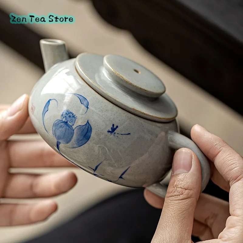 Drink Rock Tea Small Tea Teapot Household Ceramic Plant Wood Ash Hand-painted Antique Single Pot One Person Tea House