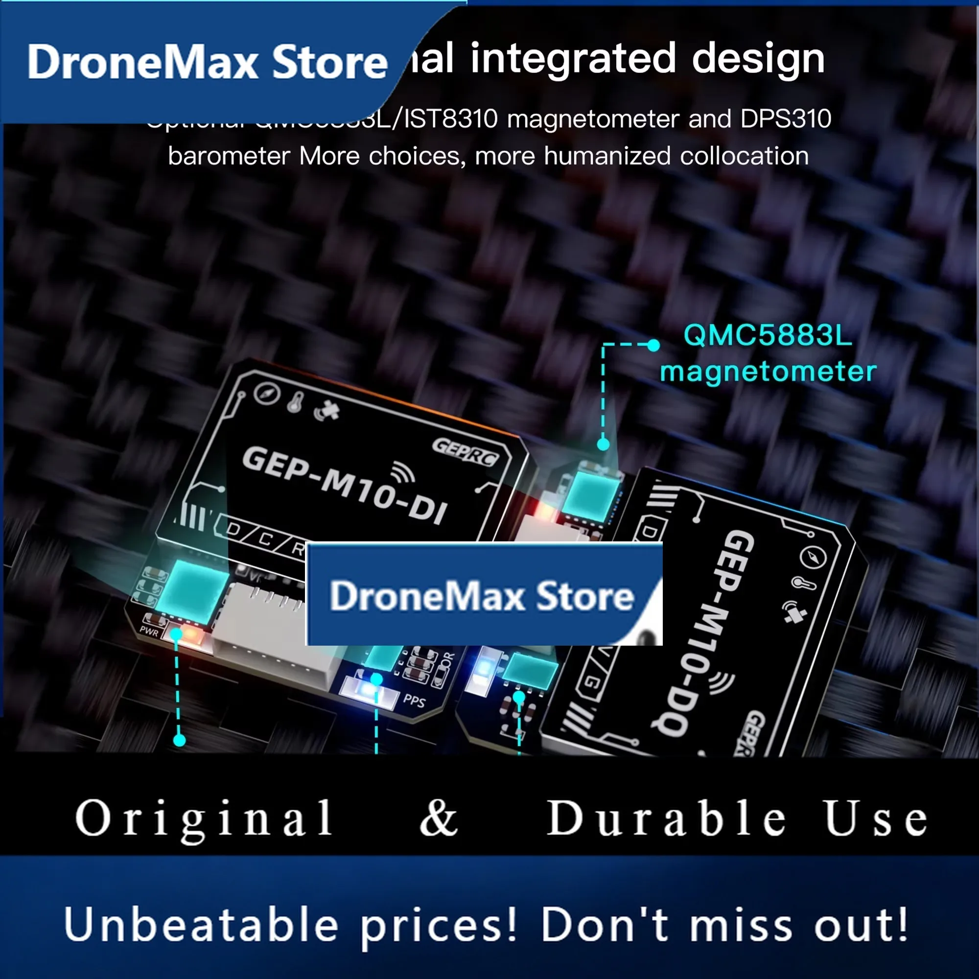 DroMaGEPRC GEP-M10 Series GPS Built-in Flash Chip QMC5883L Magnetometer DPS310 Barometer Accurate And Farad Capacitor For FPV Dr