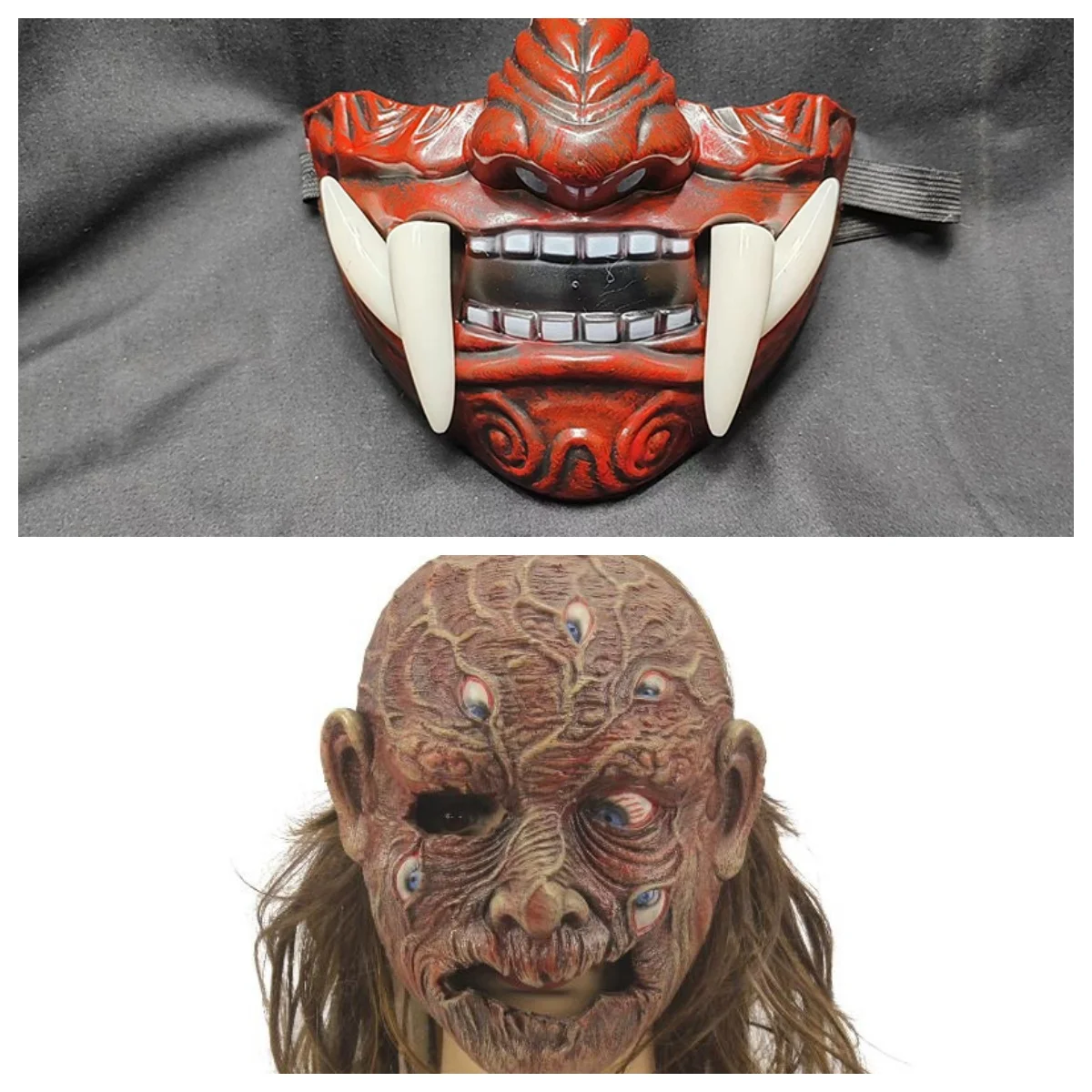 

Scary Ghost God Red Halloween Mask, Full Face Fun Prajna Japanese Noh Cosplay Masquerade