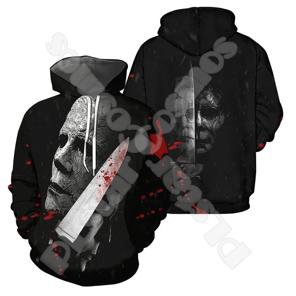 

Halloween Cosplay Horror Thriller Movie Michael Myers Retro Vintage 3DPrint Pullover Harajuku Casual Funny Hoodies Jacket V9