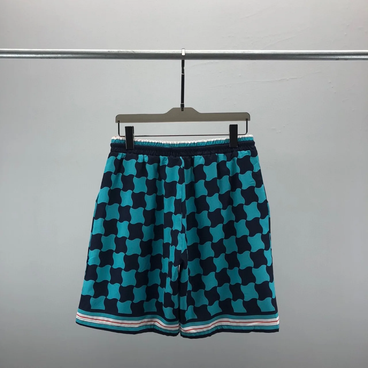 2024 Summer New Ca Short Sleeved Shirt Set Checkered 3D Printed Pattern Shirts for Men Beach Shorts Shirts PajamaCollar