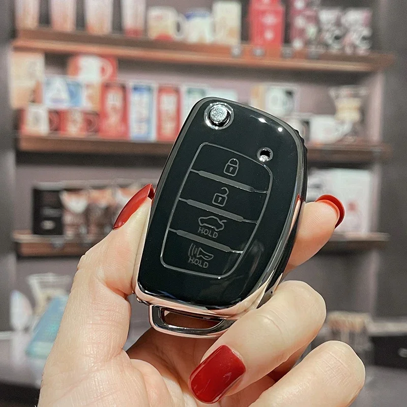 Flip Folding Key 4 Button Tpu Car Key Case Cover for Hyundai Sonata 2015 Hyundai Santa Fe 2013 GLS Key Shell Fob Car Accessories