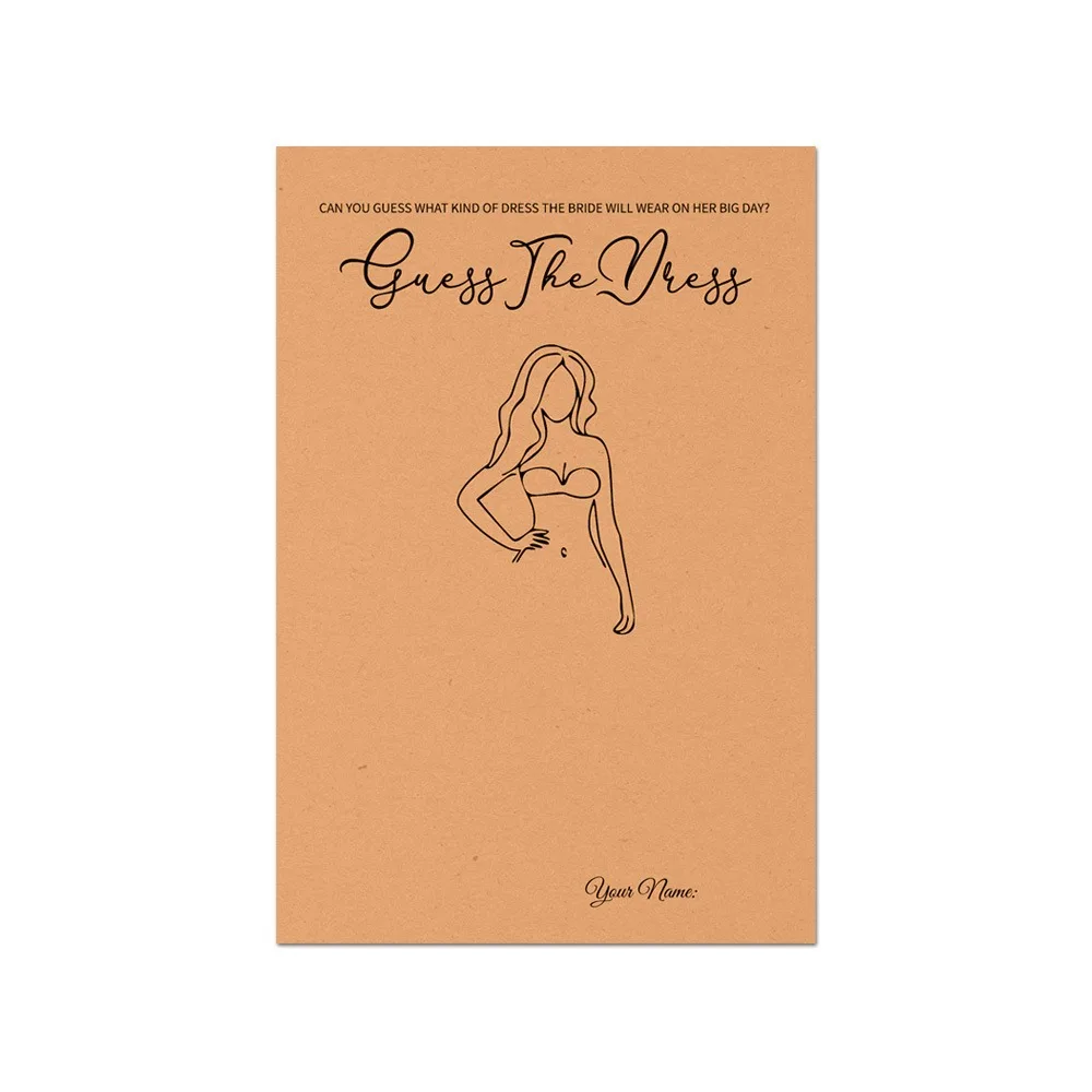 10Pcs Guess The Dress Bridal Shower Game White Sketching Pencil Amusing Wedding Game Card Creative Interactive Guest Party Game