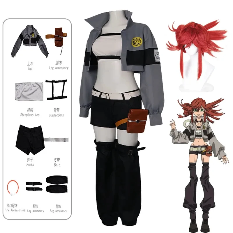 KK56Anime Gachiakuta Riyo Cosplay Grey Uniform Costume Wig Women Gothic Daily Clothing Halloween Christmas Party Outfit.OJ6/ view 2