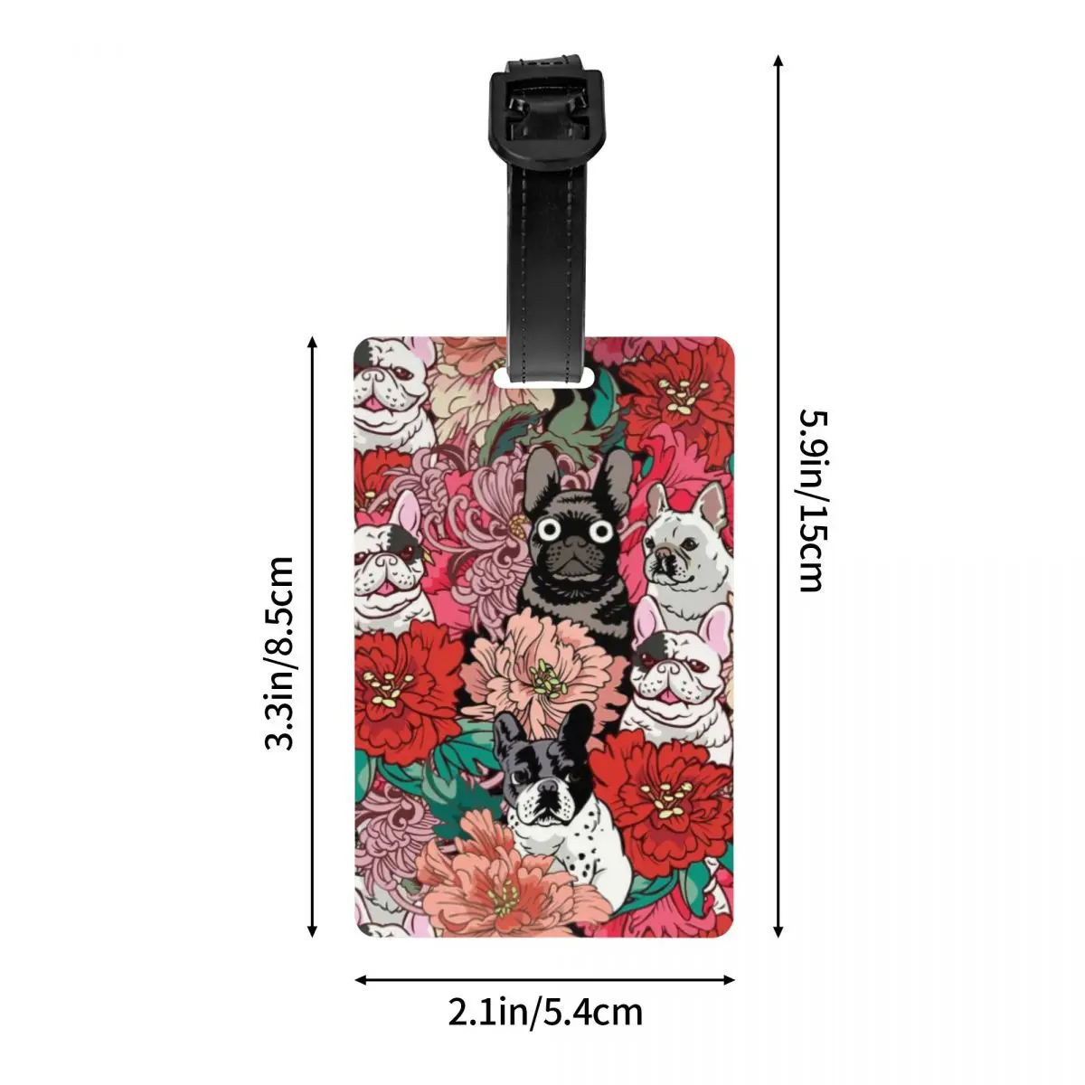 Flowers French Bulldog Luggage Tags for Travel Suitcase Cute Animal Privacy Cover Name ID Card