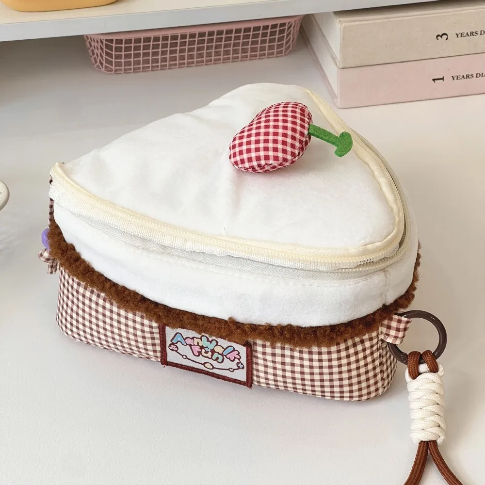 Multi-functional Cherry Makeup Bag Large-capacity Triangular Cake Toiletry Bag Flip Design Camera Bag Travel