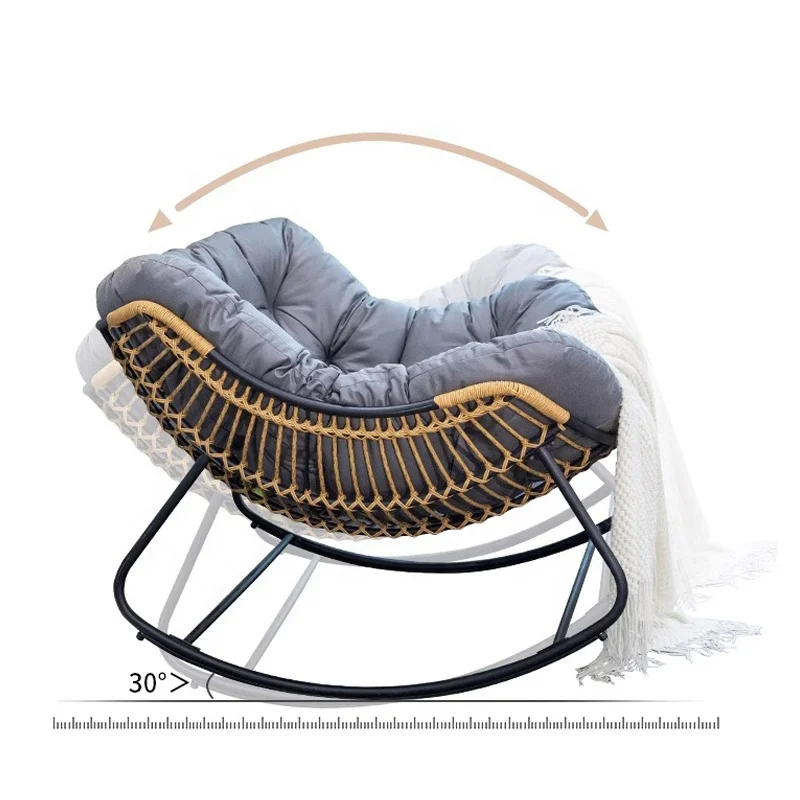 كرسي هزاز مريح كبير الحجم للترفيه وسادة من القماش الناعم لغرفة المعيشة والحديقة وغرفة النوم كرسي هزاز مزدوج كرسي #6