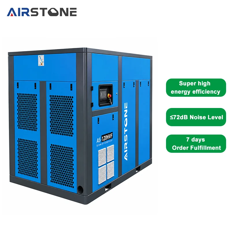 90kw 120HP Variable Frequency Screw Air Compressor Energy Saving PM VSD Industrial Air Compressor for Factory