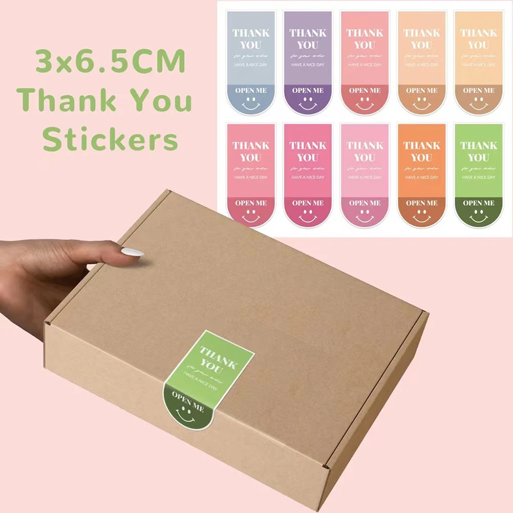 50-100pcs Thank You For Your Order Stickers Smile Decorative Sealing Stickers for Business Delivery Packaging Mailing Bag