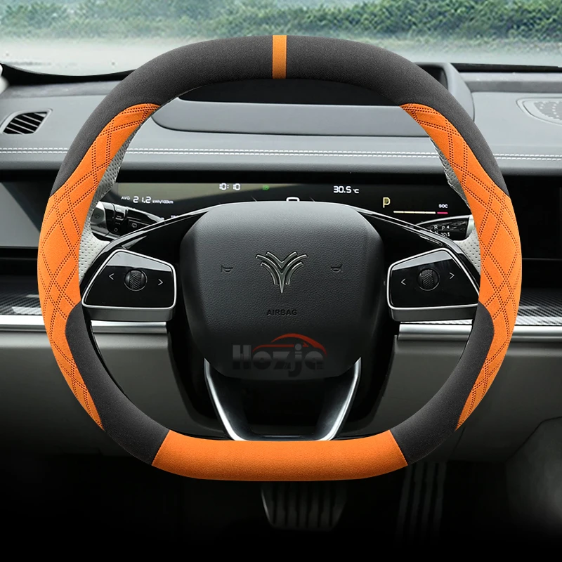Car Suede Leather Steering Wheel Cover for NETA X S L GT 2022 2023 2024 2025 Double D Auto Interior Accessories