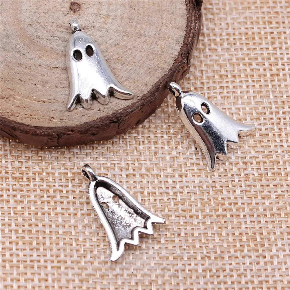 20pcs 20x14mm(0.79x0.55inch) Antique Silver Color Ghost Charms Alloy Jewelry Making Accessories