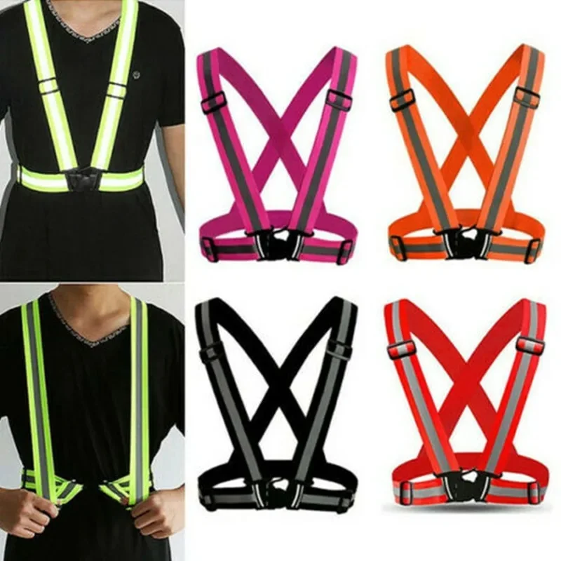 Elastic Highlight Reflective Straps Night Running Riding Clothing Vest Adjustable Safety Vest Band for Adults and Children