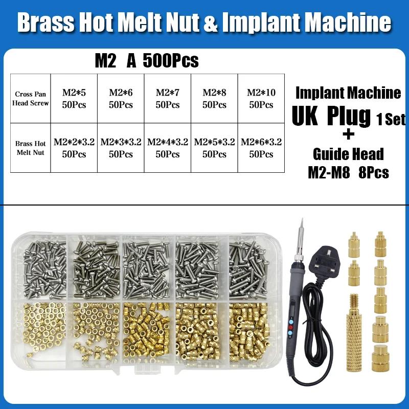 M2 m3 m4 Messing einsatz mutter Edelstahls ch raube Eisens pitze Set Wärme Heiß schmelze Rändel eingebettet Kupfer mutter Schraube des Kunststoff-3D-Druckers – Detail 19