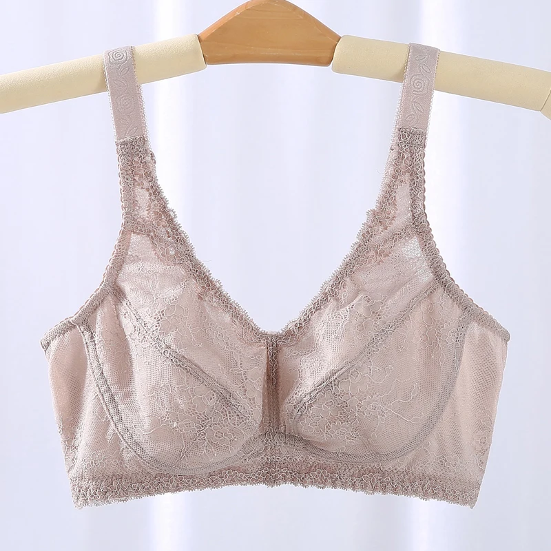 Women\'s Full Coverage wire free Non-Foam Lace Bra 36 38 40 42 44 46 48 B C D E F