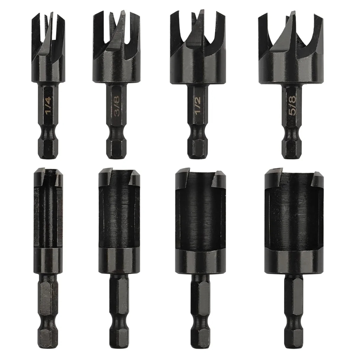 

Plug Cutter, 8Pcs Wood Plug Cutters Drill Bit Set with 1/4 Hex Shank, Straight and Tapered Taper Cutting Tool