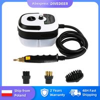 DIVEDEER 2500W Portable Handheld Steam Cleaner - High Temp Pressurized with Brush Heads for Furniture Car