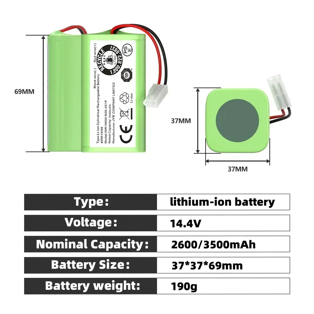 ロボット掃除機用リチウムイオン電池mjstg1,掃除機用,18650 V,14.8 mAh,オリジナル,3500