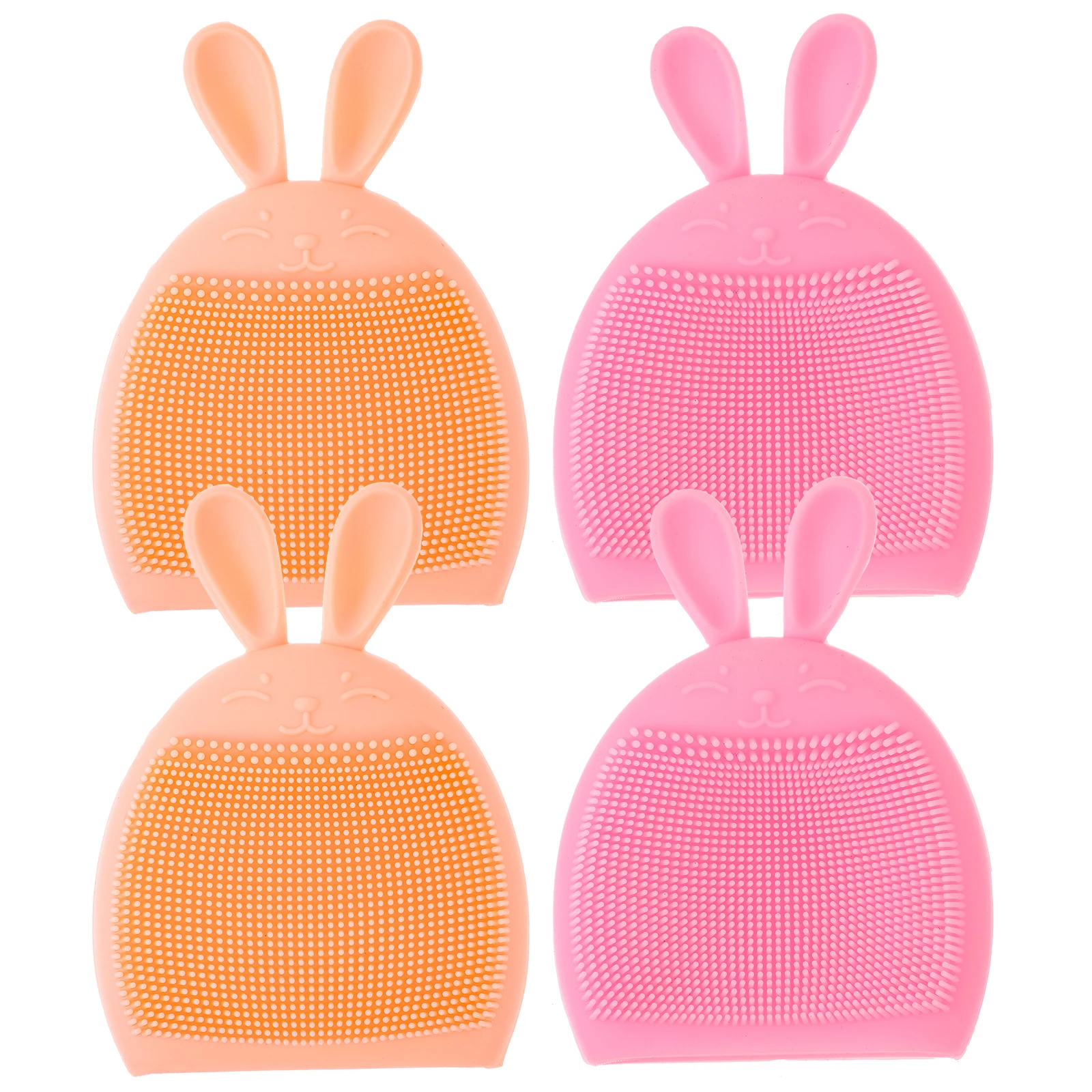 

4pcs Rabbit Face Wash Brush Silicone Cleansing Head Skincare Tool Gentle Skin Cleaning Exfoliate Oil Remover Travel Size