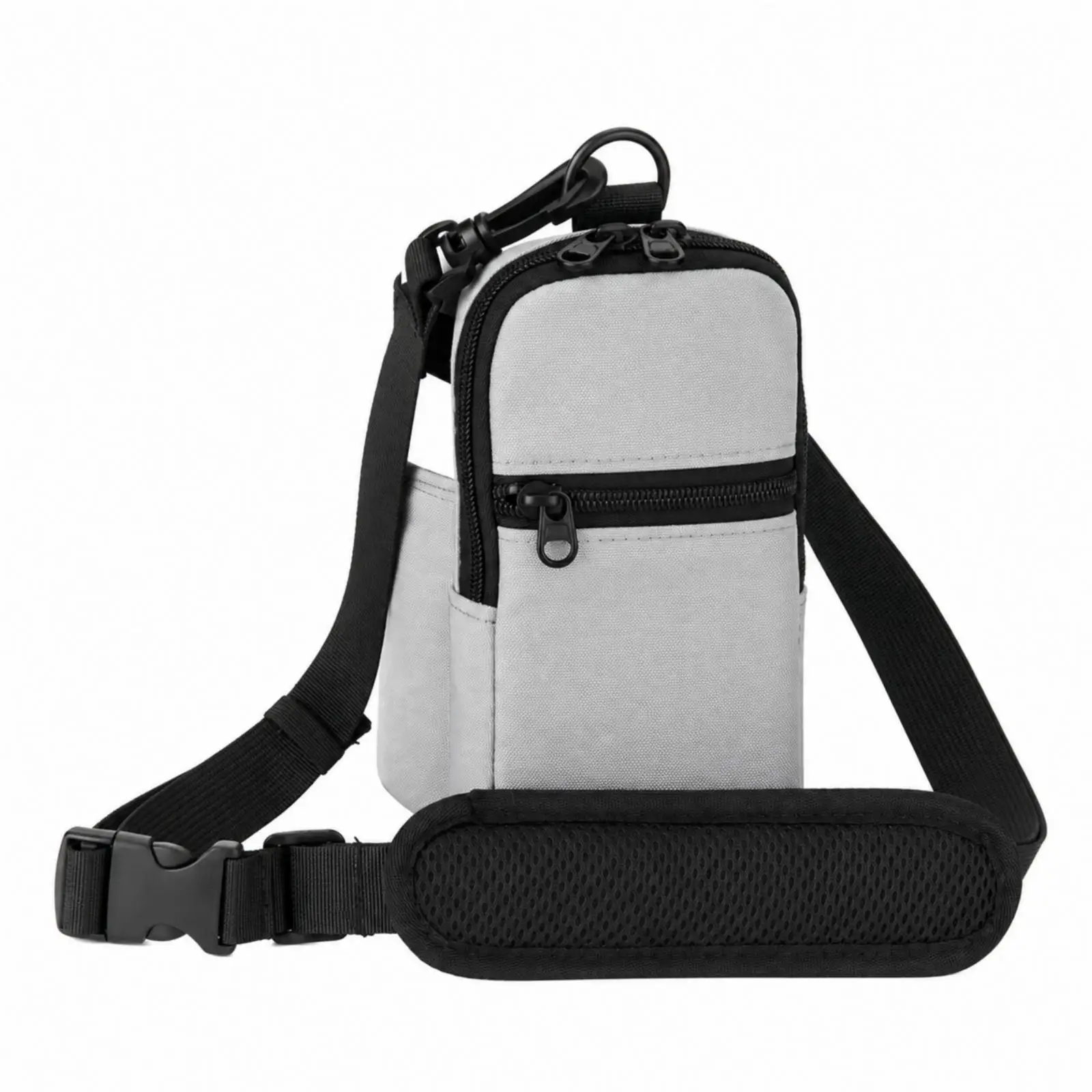Adjustable Padded Strap Bottle Carrier Pouch with Front Zip Pocket and Phone Lining for Hiking Travel Daily Carry