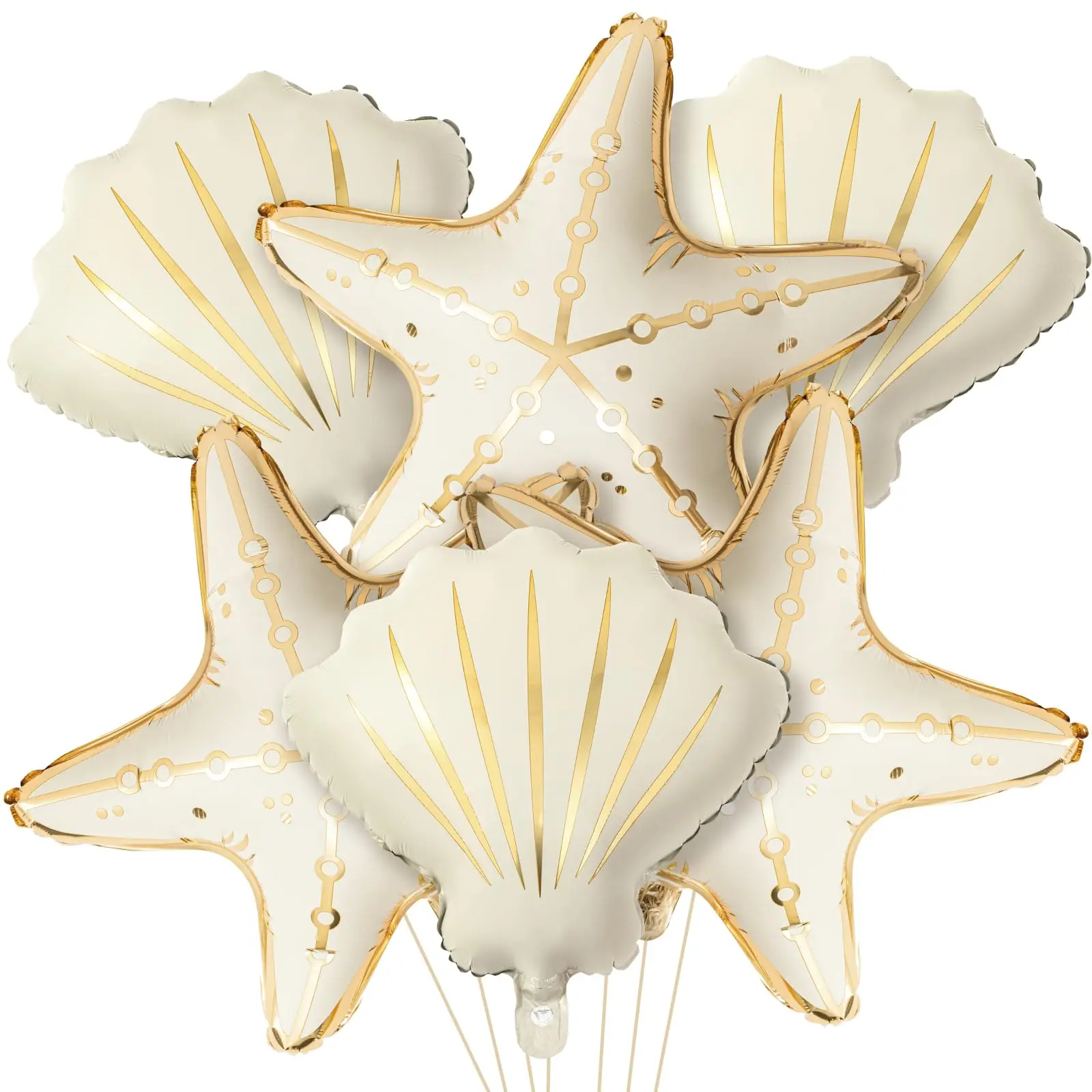 1Set Starfish Seashell Shaped Foil Balloons Ocean Underwater World Decor for Mermaid Birthday Baby Shower Beach Themed Party