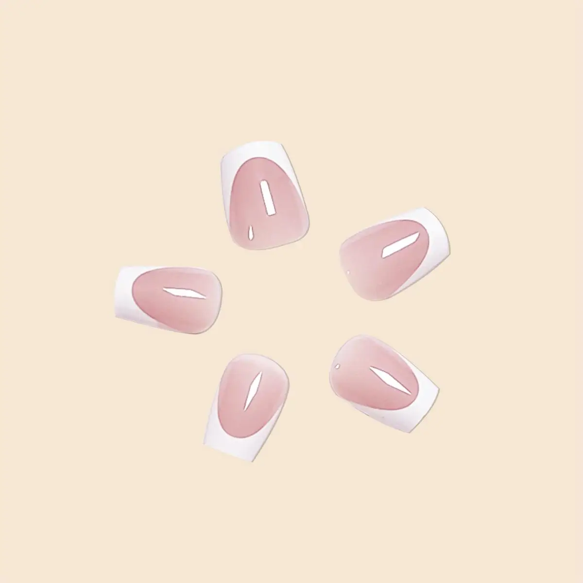 Fashion Trend Women Girls 24Pcs/Set Short Ballet Pink French White Border Full Coverage Wearable Fake Nail Press on Nail Art