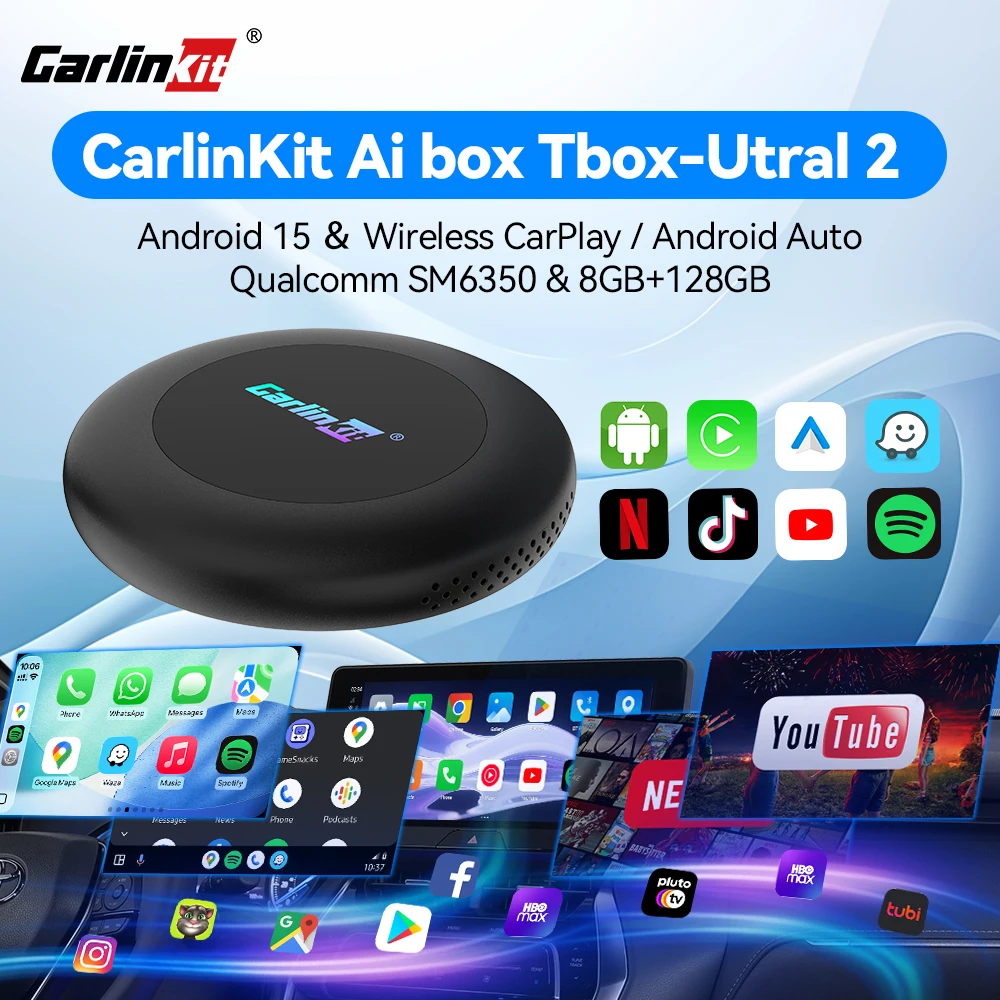 

CarlinKit Ultra2 Android 15 CarPlay Ai Box SM6350 Wireless CarPlay Android Auto Smart Car TV Box Support Play Store 8G 128GB OTA
