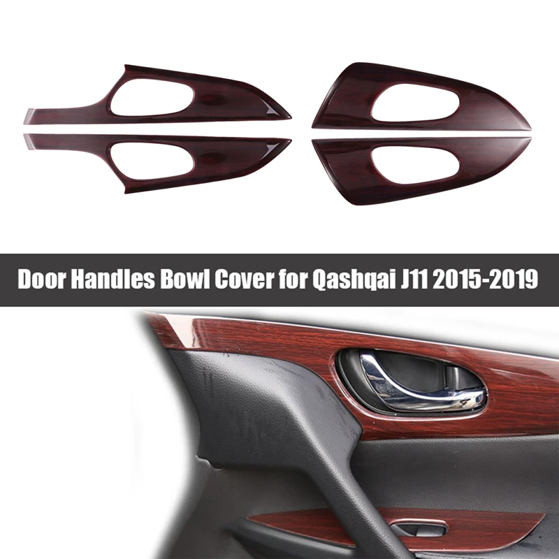 

Inner Door Handle Bowl Cover Trim Red Peach Wood Color For Nissan Qashqai J11 Sport Rogue 2015-2019 Interior Mouldings