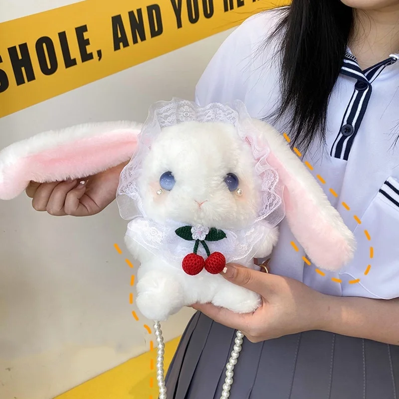 Cute Rabbit Kids Backpack Lolita JK Stuffed Animals Cross Body Shoulder Bag Coin Purse Wallet Pouch Children Girl Birthday Gift