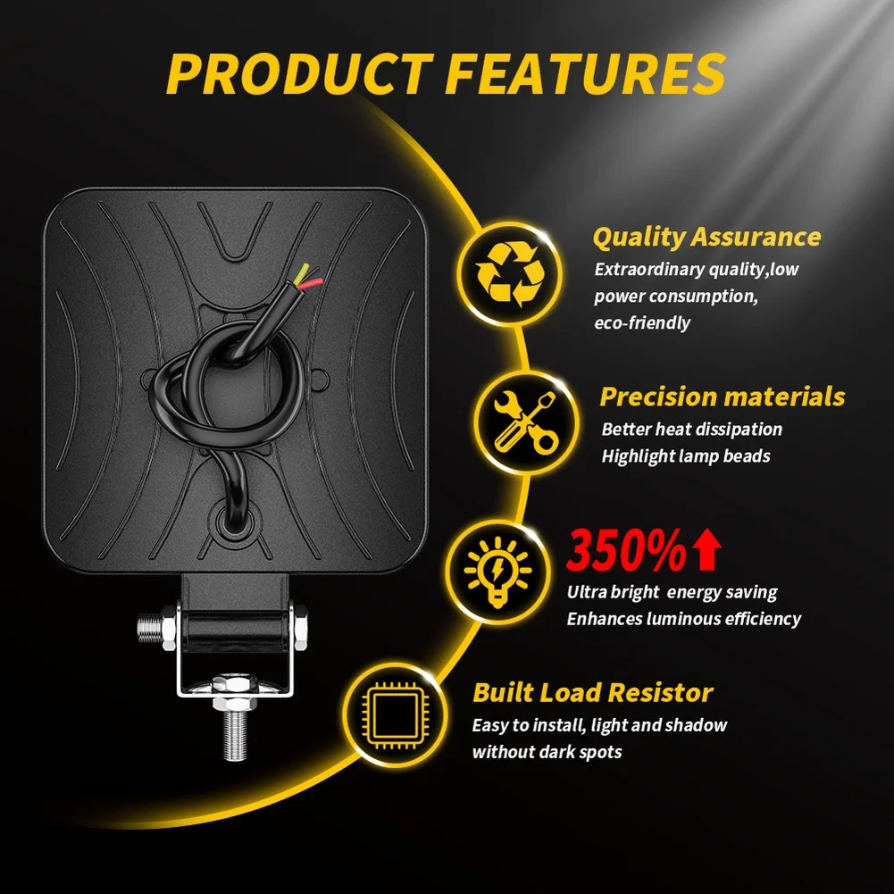 For Off-road Driving 3in LED Work Light Wide Voltage Compatibility Light Offroad Black Dual Mode Steady Strobe