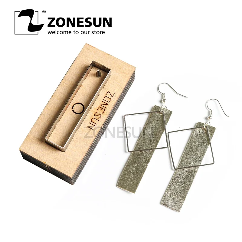 ZONESUN leather earring cutting die rectangle shape paper art leather decoration tool for die cutting machine DIY handicraft cut