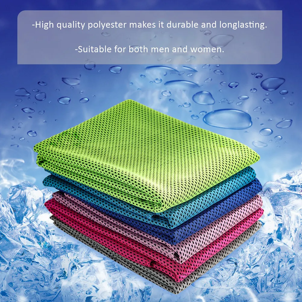 1Set Cool Towel Polyester Cooling Sports Towel Sweat Absorption Fast Heat Dissipation 3 Colors for Gym Field Playground