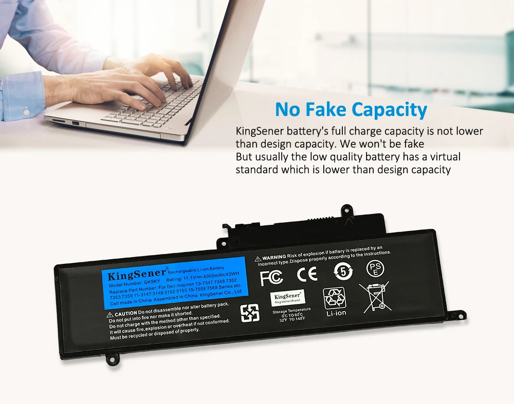 KingSener GK5KY Laptop Battery For DELL Inspiron 13