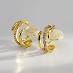 925 Sterling Silver Zircon Stone Earrings for Women Small Clip on Hoop Earrings Ear Bone Tiny Ear Ring Ear Clips Girl Aretes