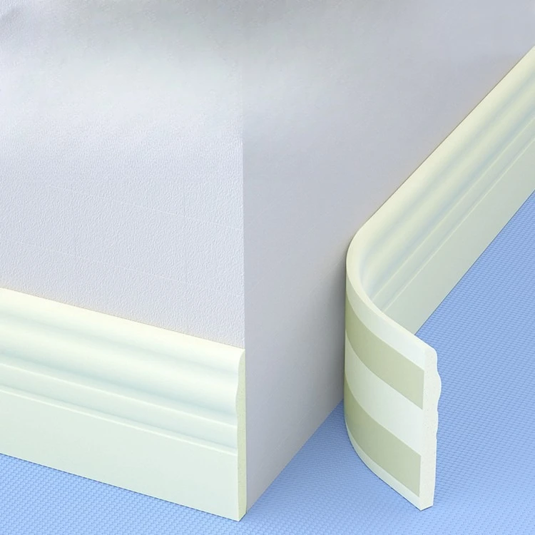 Flexible PVC Self Adhesive Skirting Board Waterproof Bendable Baseboard Trim Cover Wall Gaps Floor Corner Decor
