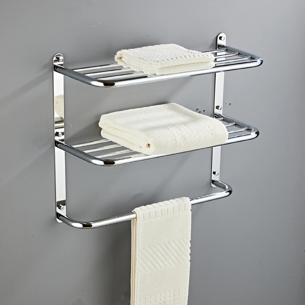 Stainless Steel Three-Layer Towel Rack Kitchen Bathroom Simple Wall-Mounted Storage Rack Stainless Steel Three-Layer Towel Rack Towel Rack Towel Storage Rack