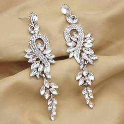 Fashion Forest Dangle Earrings For Women Girl Luxury Elegant Metal Hollow Chain Leaves Crystal Brincos Jewelry Ear Accessories