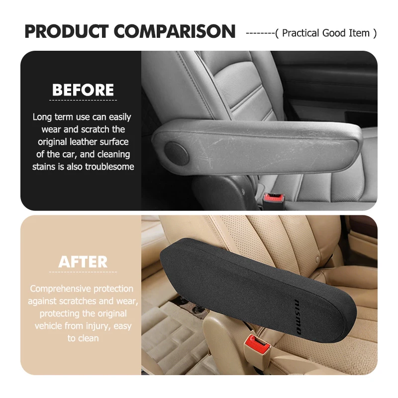 For Nissan Car Seat Armrest Protector Cover Fabric Elbow Support Case Accessories GTR NISMO JDM Teana Skyline Kawasaki R32 R33 view 4