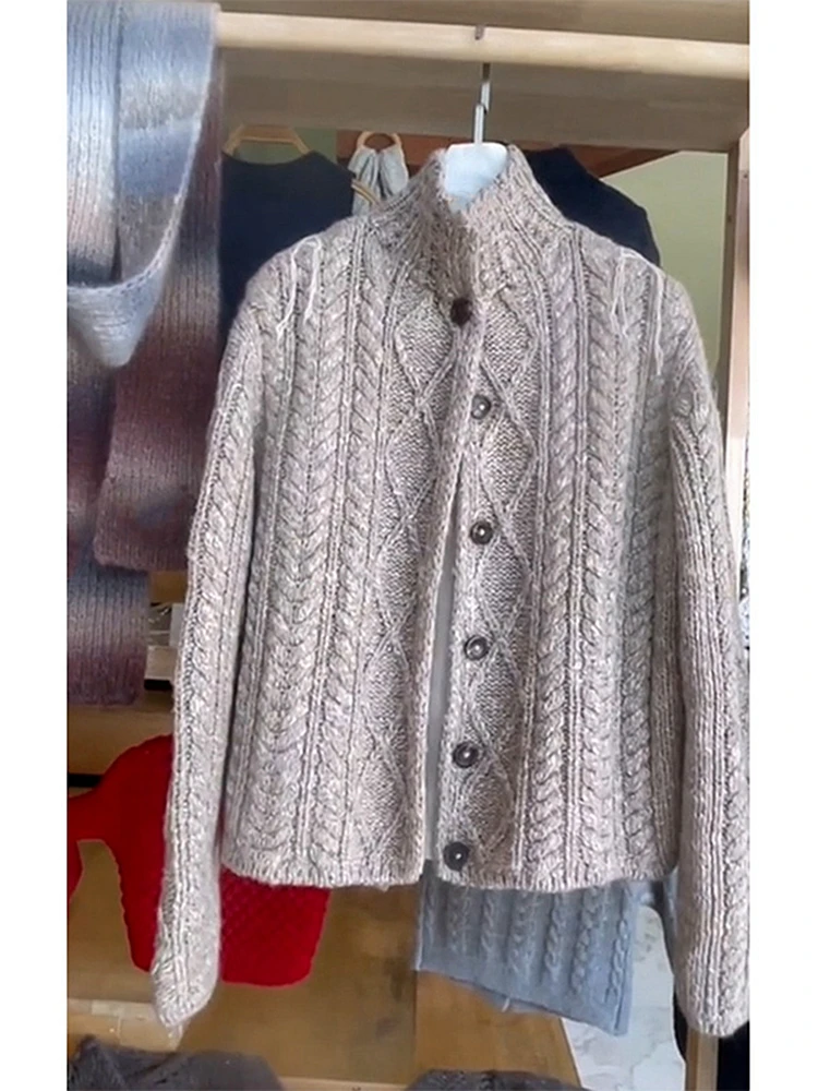 Soft Cozy Lazy Sle Knitted Cardigan Women's Winter Outerwear ey Twist Sweater Jaet Commute Sle Regular Sve Long