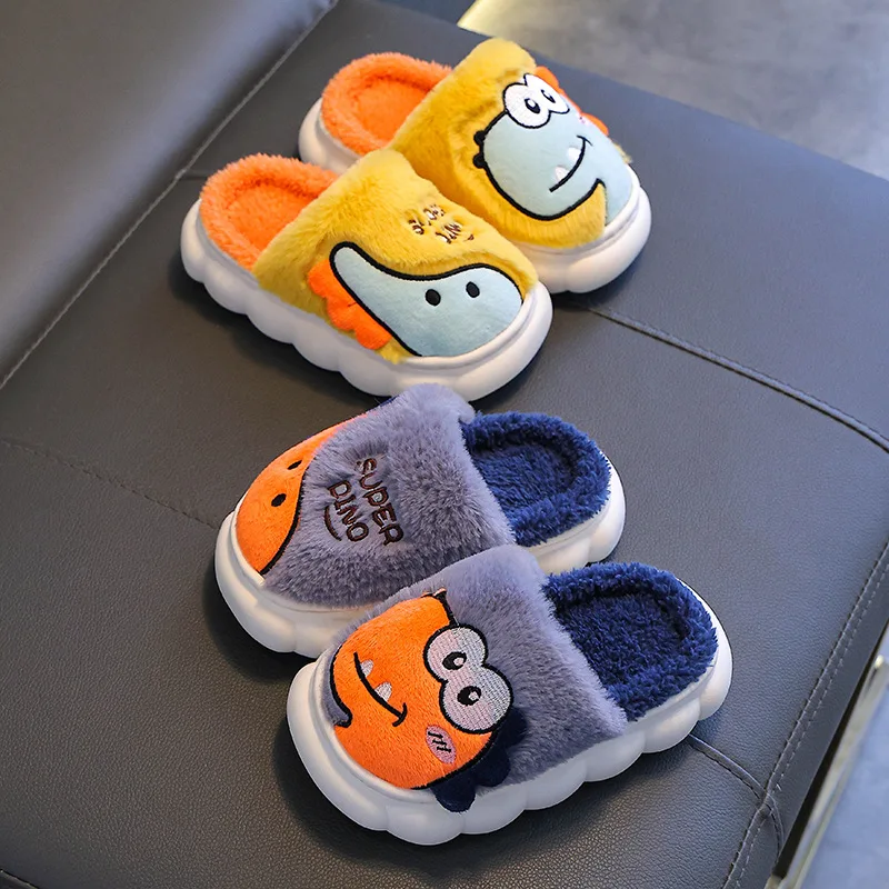 2025 الخريف الشتاء الاطفال لطيف ديناصور نعال تدفئة الأطفال الكرتون الحيوان أحذية الملاعب المغطاة الفتيان والفتيات المنزل نعال من القطن #2