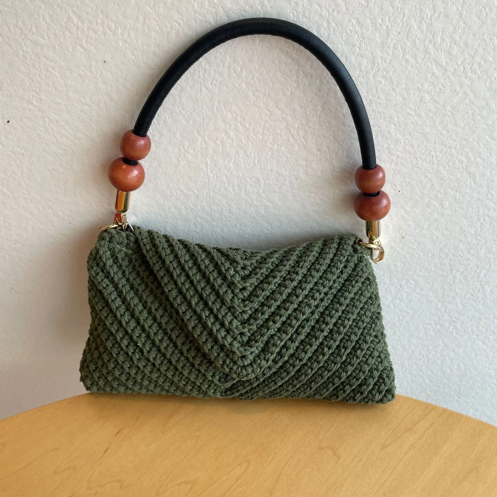 

Women Cotton Thread Weaving Handbag Summer New Woven Shoulder Bag Seaside Vacation Beach Tote Bags Bohemian Style Tote bags